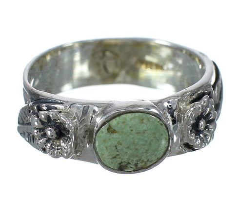 Authentic Sterling Silver Turquoise Flower Ring Size 7-3/4 YX91603